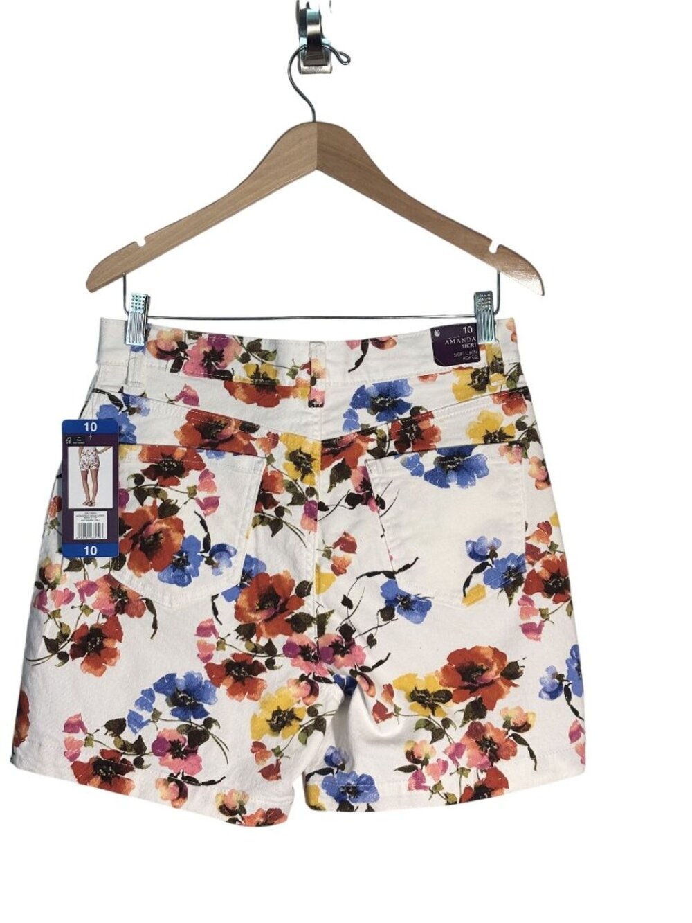 Vintage White Dream Garden High-Rise Stretch Cotton Shorts Size 10 (Amanda) - Picture 2 of 11